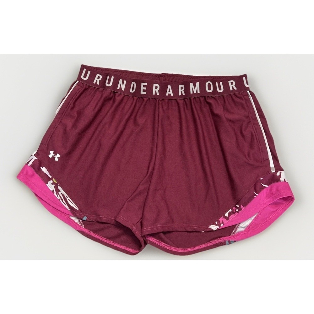 Women's Under Armour Play Up Athletic Shorts Charged Cherry Large Pockets EC